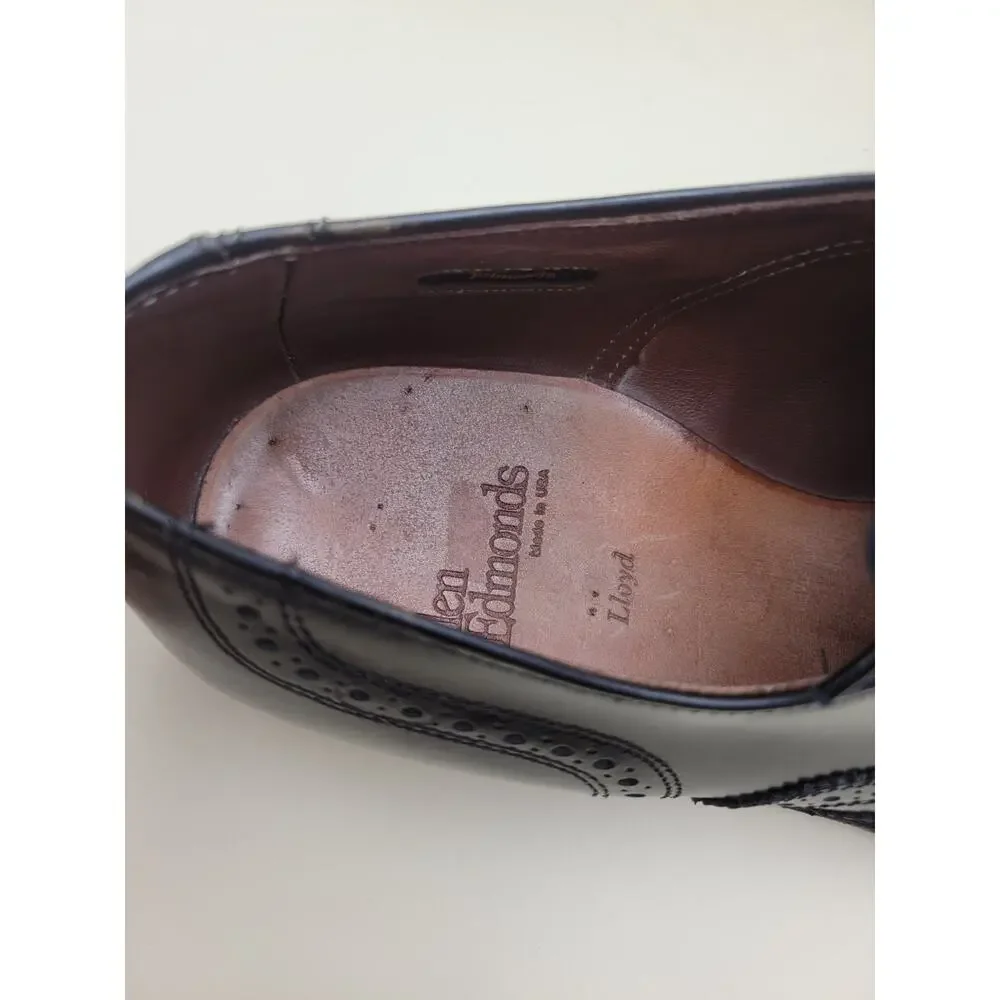 Allen Edmonds Lloyd Men's Wingtip Oxford Dress Shoes Black Leather 10.5 B 58080